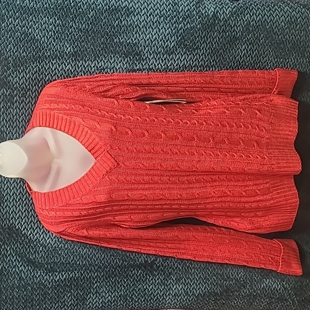 Inked & Faded Red Cable Knit Sweater (Size Lg) NWT